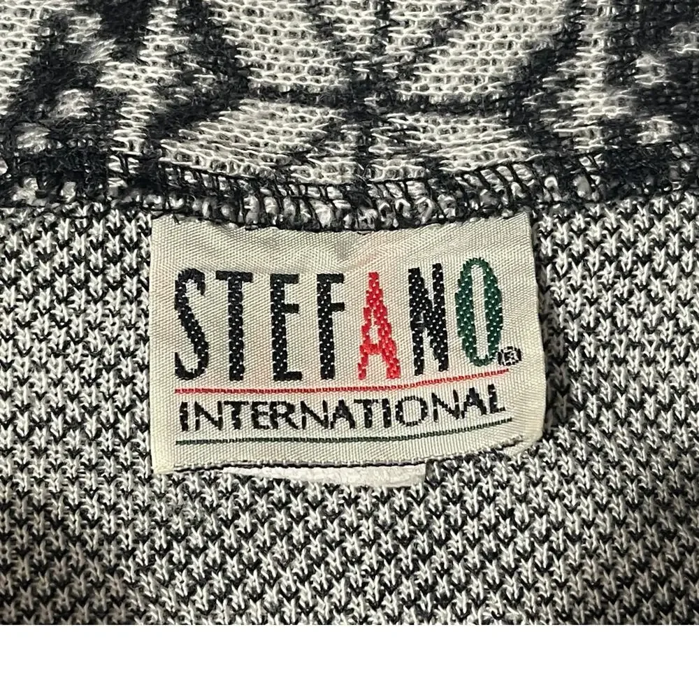 Vintage 90s Stefano International L Sweater Black & White Nordic Print Mock Neck